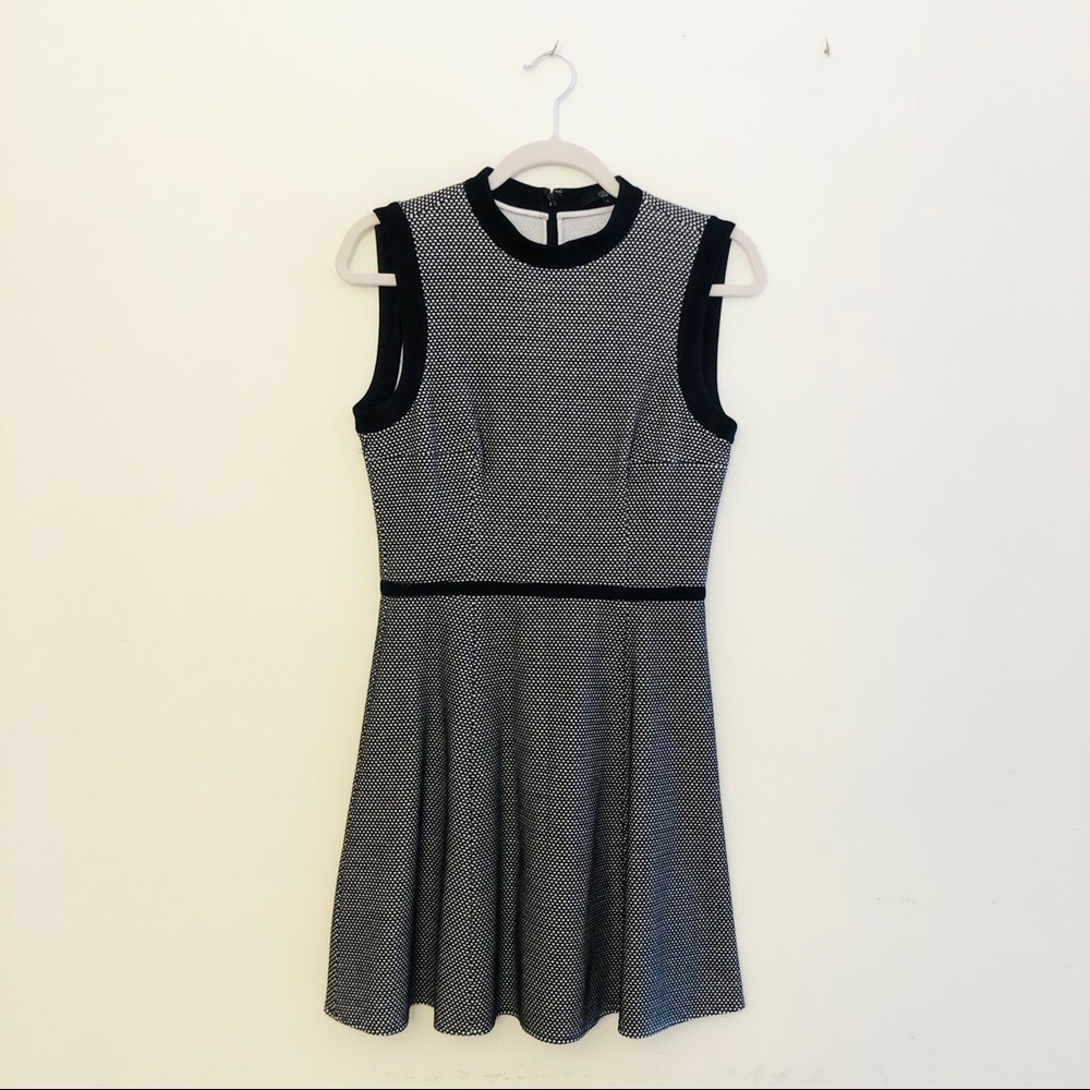 Tibi Skater Office Dress Sleeveless Black White